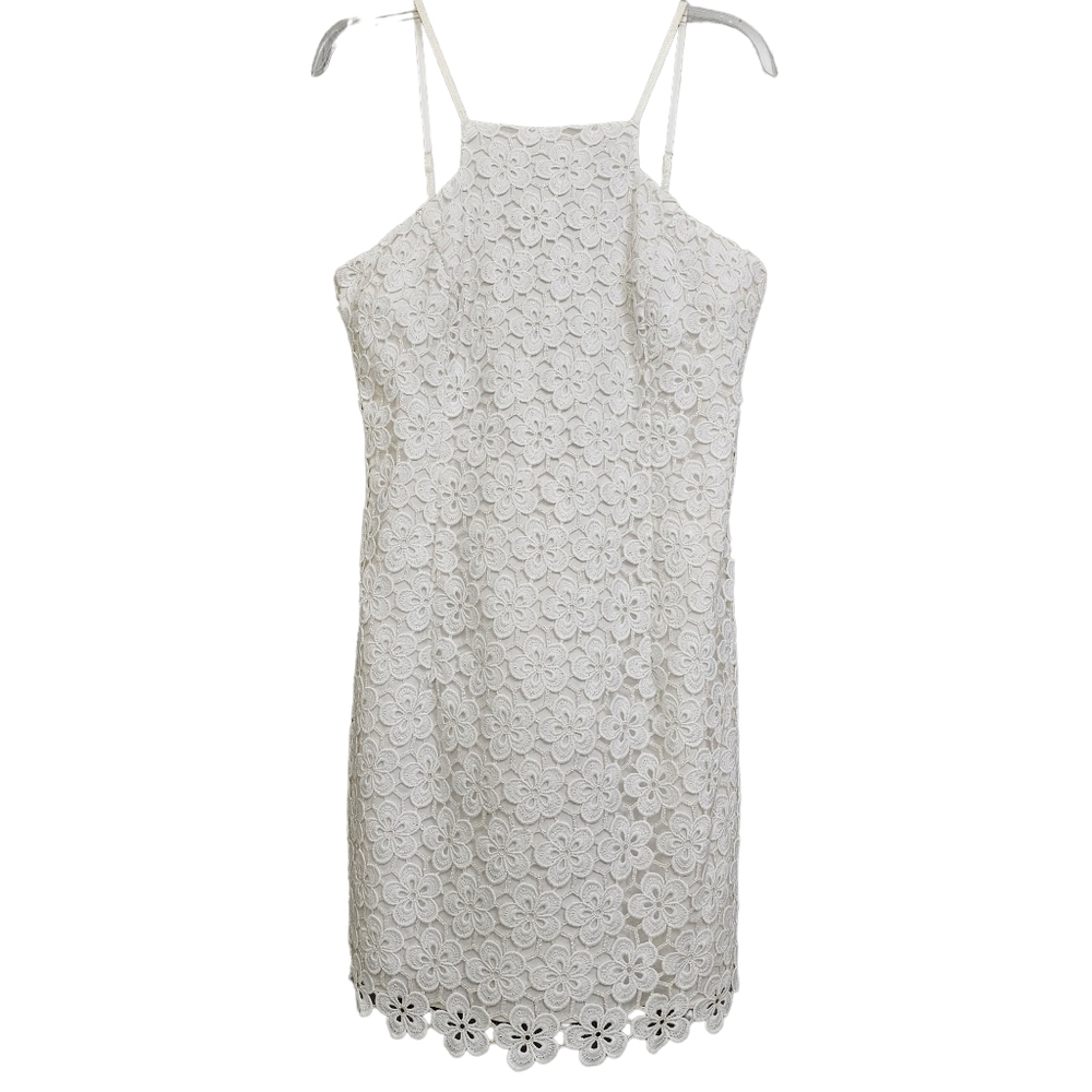 Lilly Pulitzer Katie Cut Out Daisy Resort Irradecent White Floral Lace Dress - Picture 16 of 16